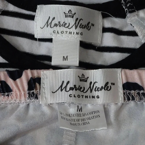 Marie Nicole 2 Pc Outfit Set Leopard Stripe Flare Leg Pants Long Slv Girl Size M - Picture 3 of 4